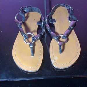 COPY - Black, Silver Metal Sandal, size 8.5